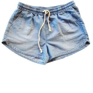 No Boundaries Shorts Womens Medium Casual Denim Cotton Blend Elastic Waist Blue